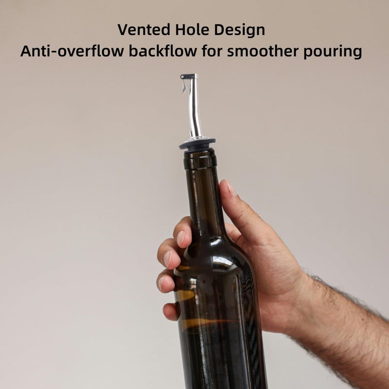 LEGERM 7-Piece Stainless Steel Flip Top Oil Pour Spouts with Funnel - Leakproof Speed Pourer Nozzles for 3/4" Bottles | Universal for Olive Oil, Vinegar & Liquor - Image 4